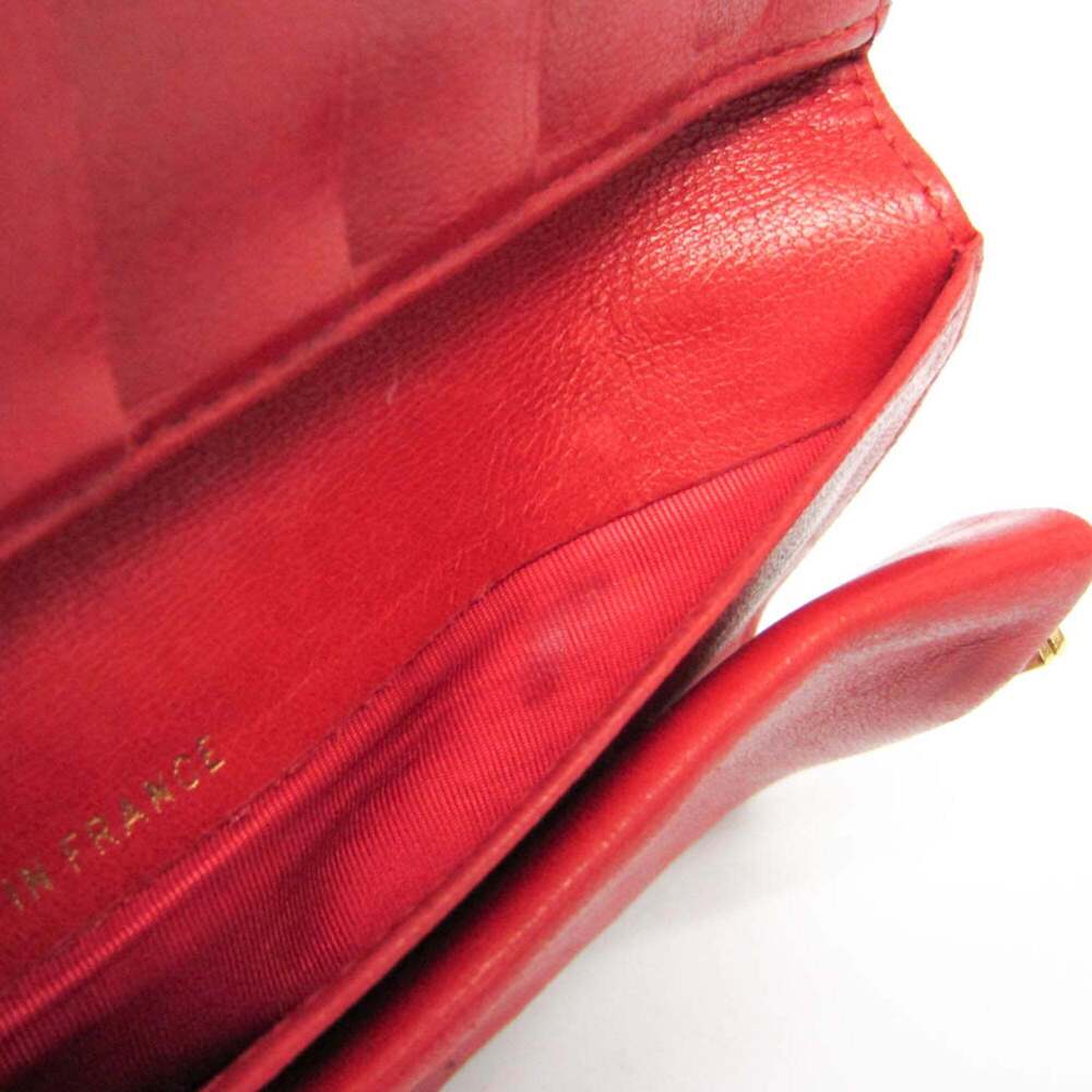 CHANEL Red Lambskin Leather Logo Wallet - Picture 13 of 16